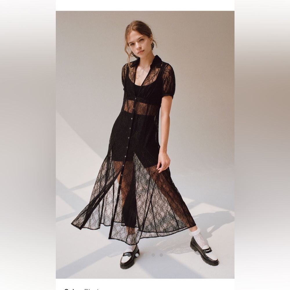 Sheer Black Lace Midi Dress